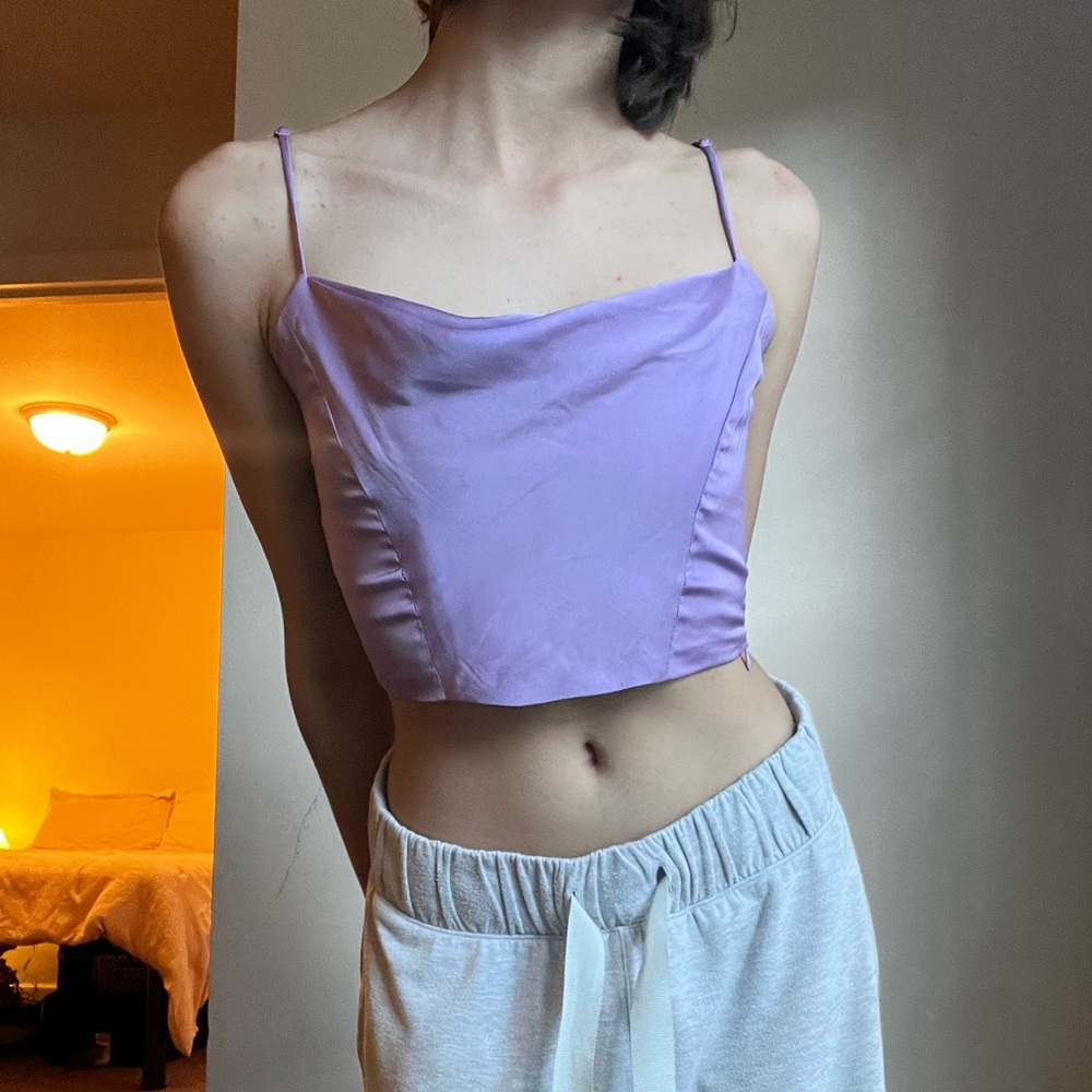 Purple Satin Crop Top